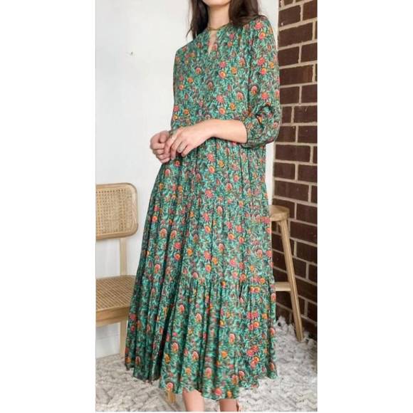 Celina Moon Aurnia Floral Long Sleeve Midi Dress